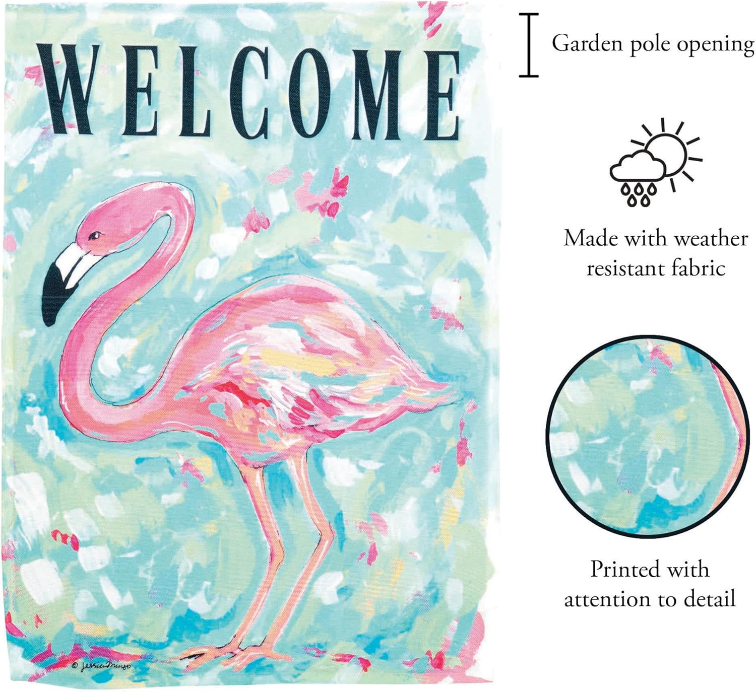 Magnolia Garden Welcome Painted Flamingo 13 x 18 Inch Polyester Garden Flag