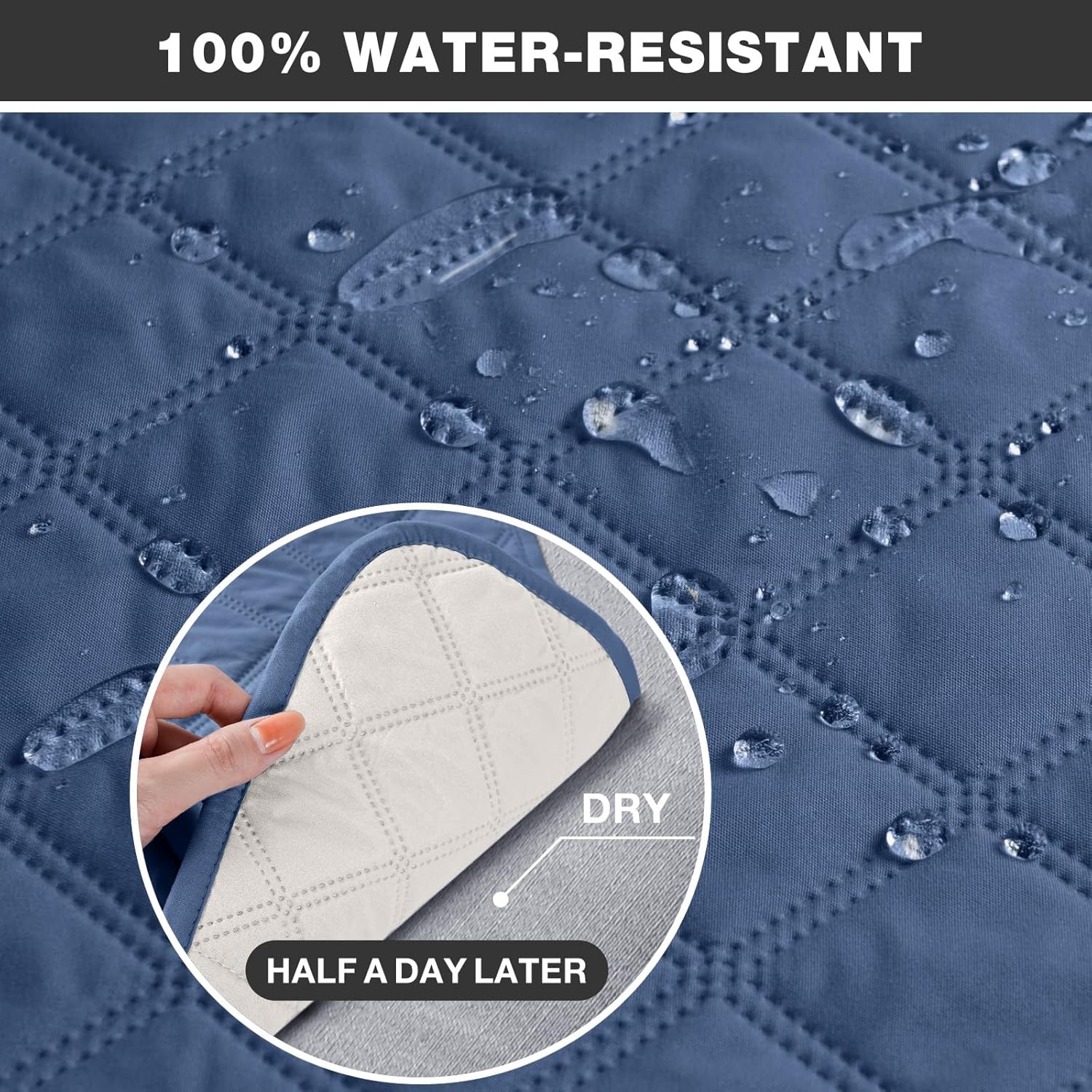 TAOCOCO Waterproof Recliner Chair Cover Sofa Slipcover, Pet Cover for Small Recliner Chair with Elastic Straps, Washable Reclining Chair Cover Recliner Furniture Protector (23'' Small, Ocean Blue)