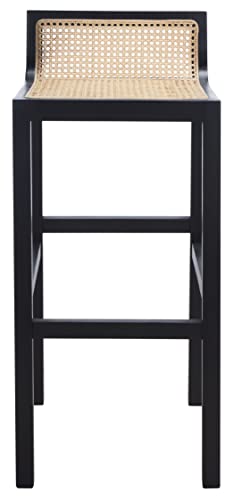 Safavieh Home Collection Saito Black and Natural Low Back Cane 31.5-inch Bar Stool