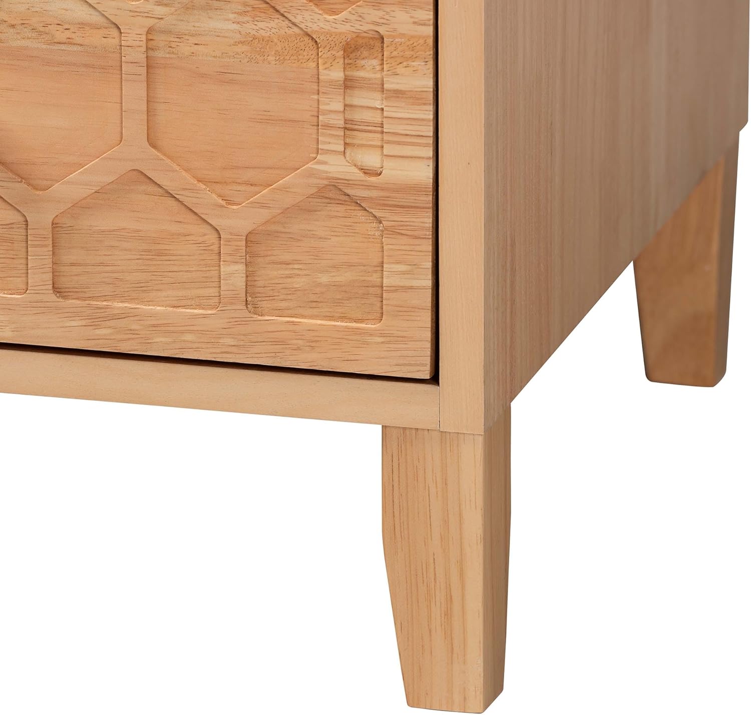 Baxton Studio Hosea Carved Honeycomb Chest, 3-Drawer, Natural