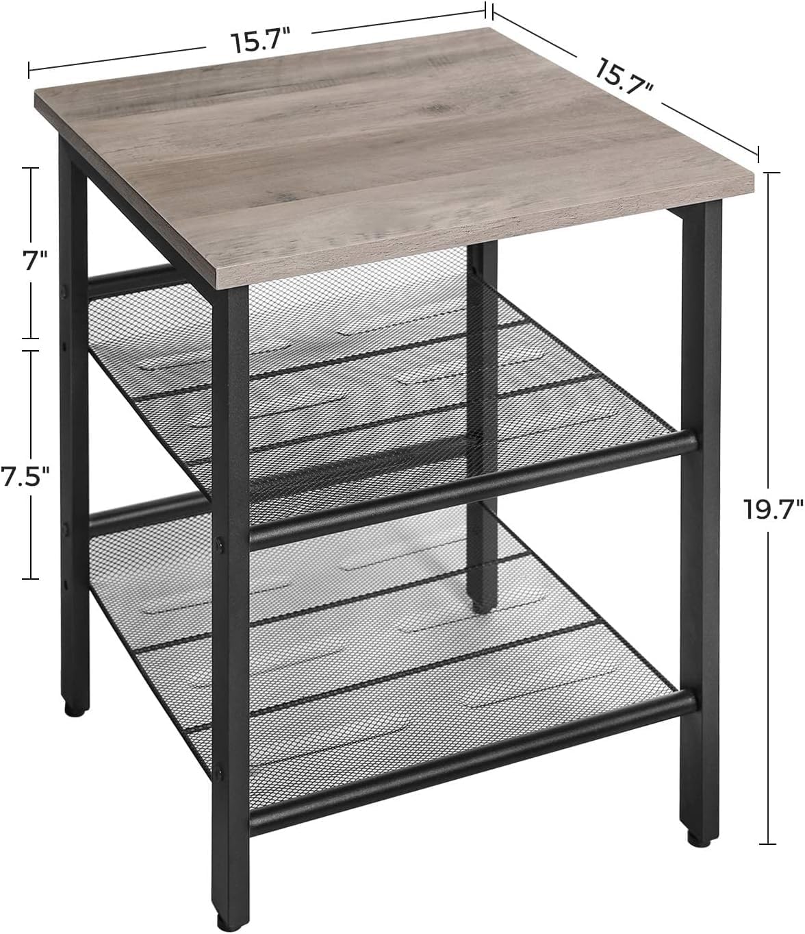 VASAGLE Industrial Console Table and Nightstand Set, Greige and Black