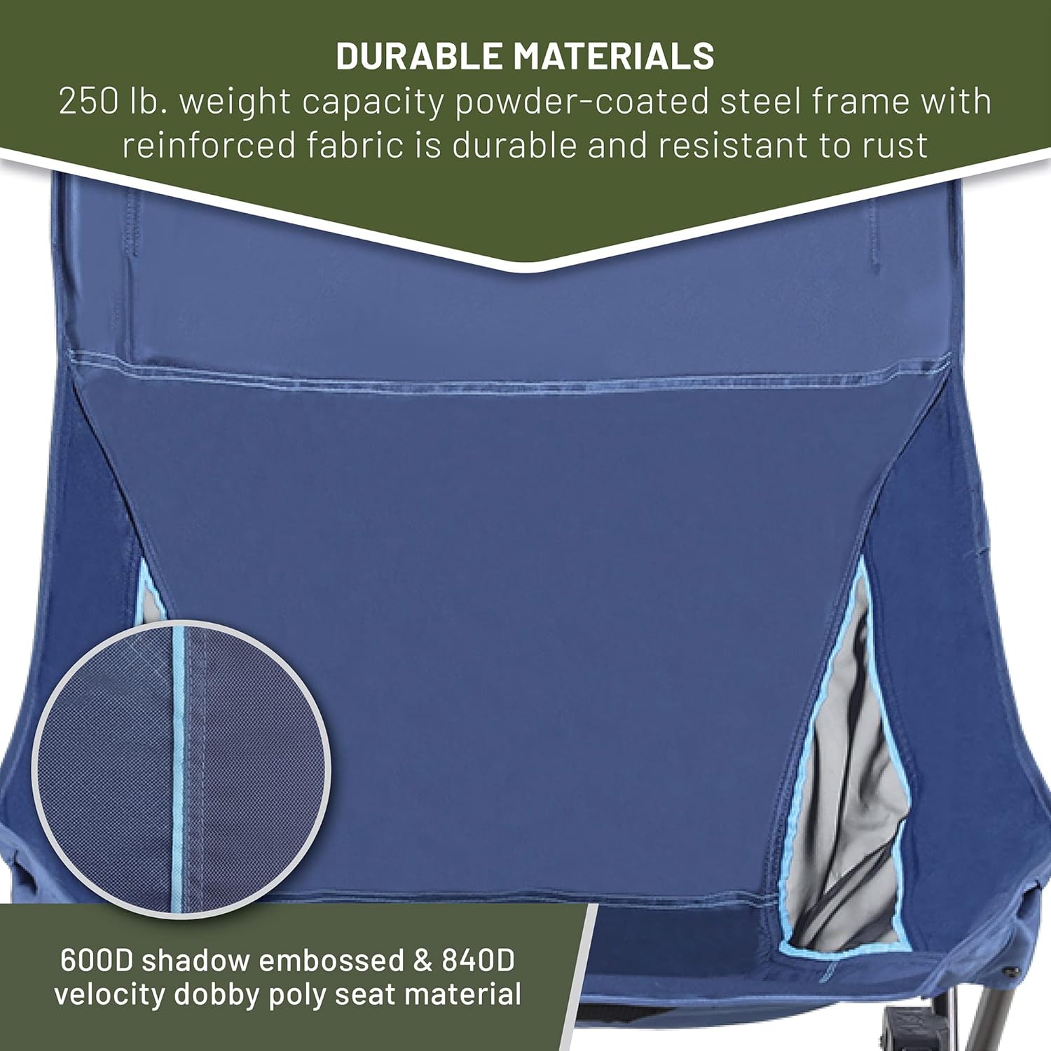 Timber Ridge Capsule Quad Folding Rocker Compact Rocking Camping Chair, 22.83”W x 20.47”D x 18.5”/33.07H, Blue