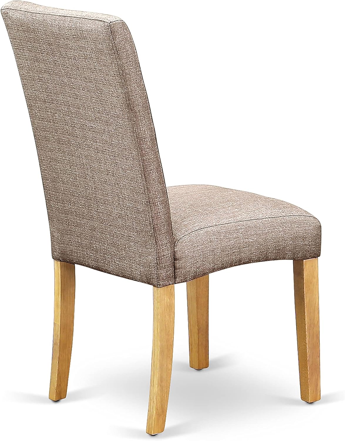 East West Furniture Antique 5 Piece Dining Set Includes a Round Kitchen Table with Pedestal and 4 Dark Khaki Linen Fabric Upholstered Parson Chairs, 36x36 Inch, Oak