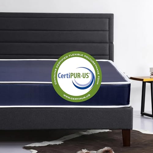 7-Inch Medium Firm Double Sided Tight top Foam Rolled Vinyl Mattress, Twin, Blue