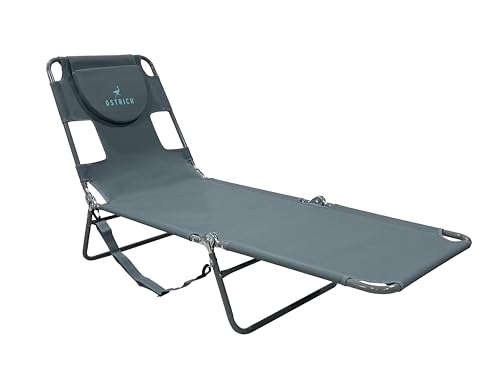 Ostrich Chaise Lounge Beach Chair for Adults with Face Hole - Versatile, Folding Lounger for Outside Pool, Sunbathing and Reading on Stomach - Deluxe, Foldable Laying Out Chair for Tanning