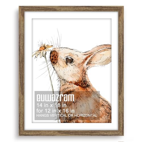 Rustic Walnut 14x22 Frame - Single Frame, 14 x 22 Poster Frame with Mat for 12x18, Picture Frames for Artwork, Puzzles, Photos and Movie Posters