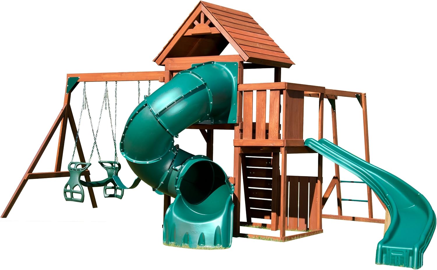 Swing-N-Slide Grandview Twist Play Set with Two Slides, Two Swings, Monkey Bars, Glider and Climbing Wall