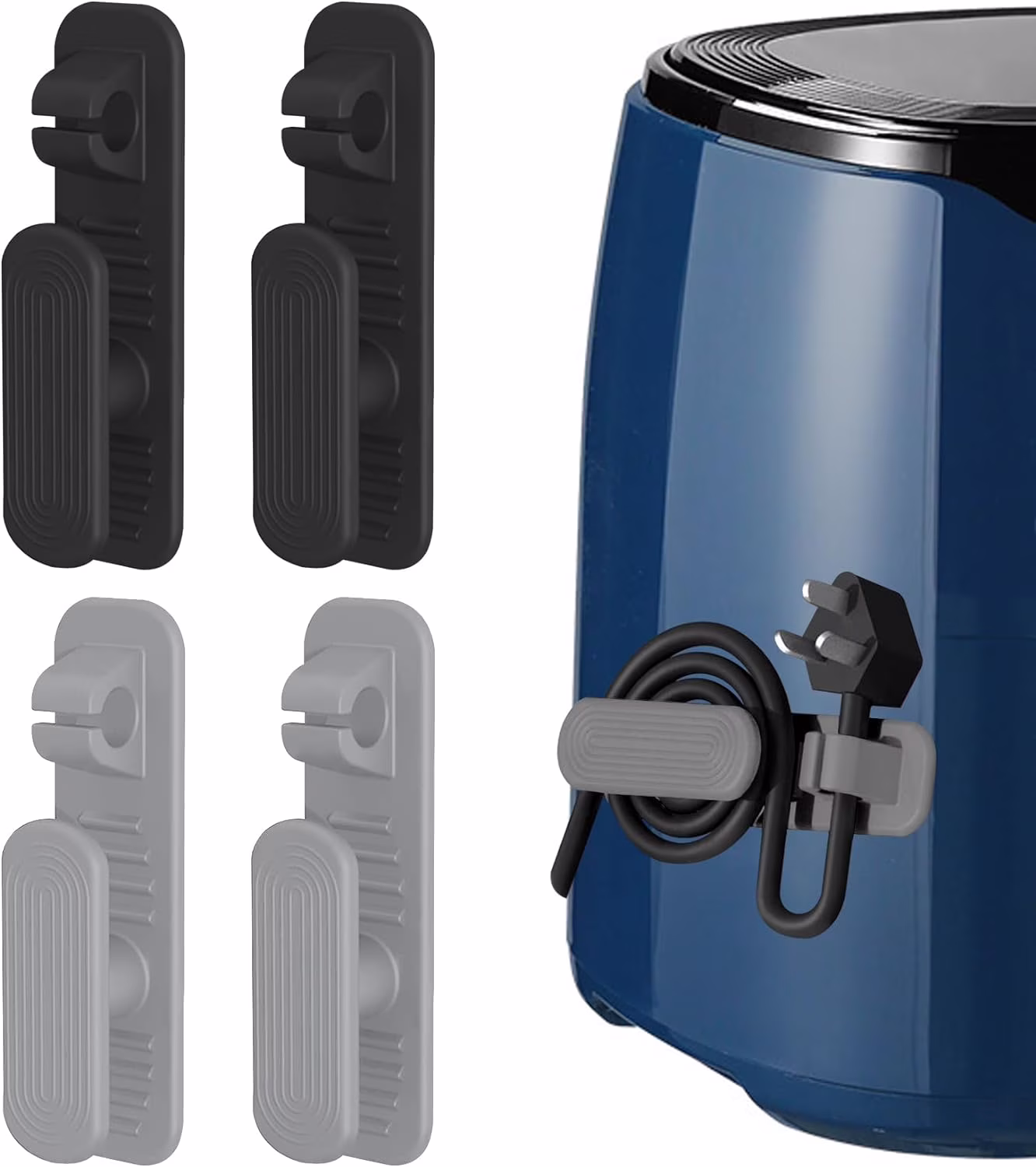 Cord Organizer for Kitchen Appliances,Adhesive Cord Wrapper Cord Holder Cord Keeper Kitchen Gadgets Accessories (Black+Gray,4pack)