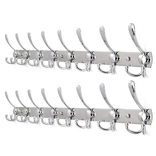 WEBI Coat Rack Wall Mounted long,8 Tri Hooks for Hanging,30 inch Hook Rack,Hook Rail,Coat Hanger Wall Mount for Clothes,Jacket,Hats,Towel,Black