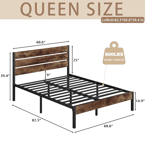Queen Bed Frame with PU Leather Upholstered Headboard and Footboard, Metal Platform, No Box Spring Needed, Noise Free, Under Bed Storage, Easy Assembly, White