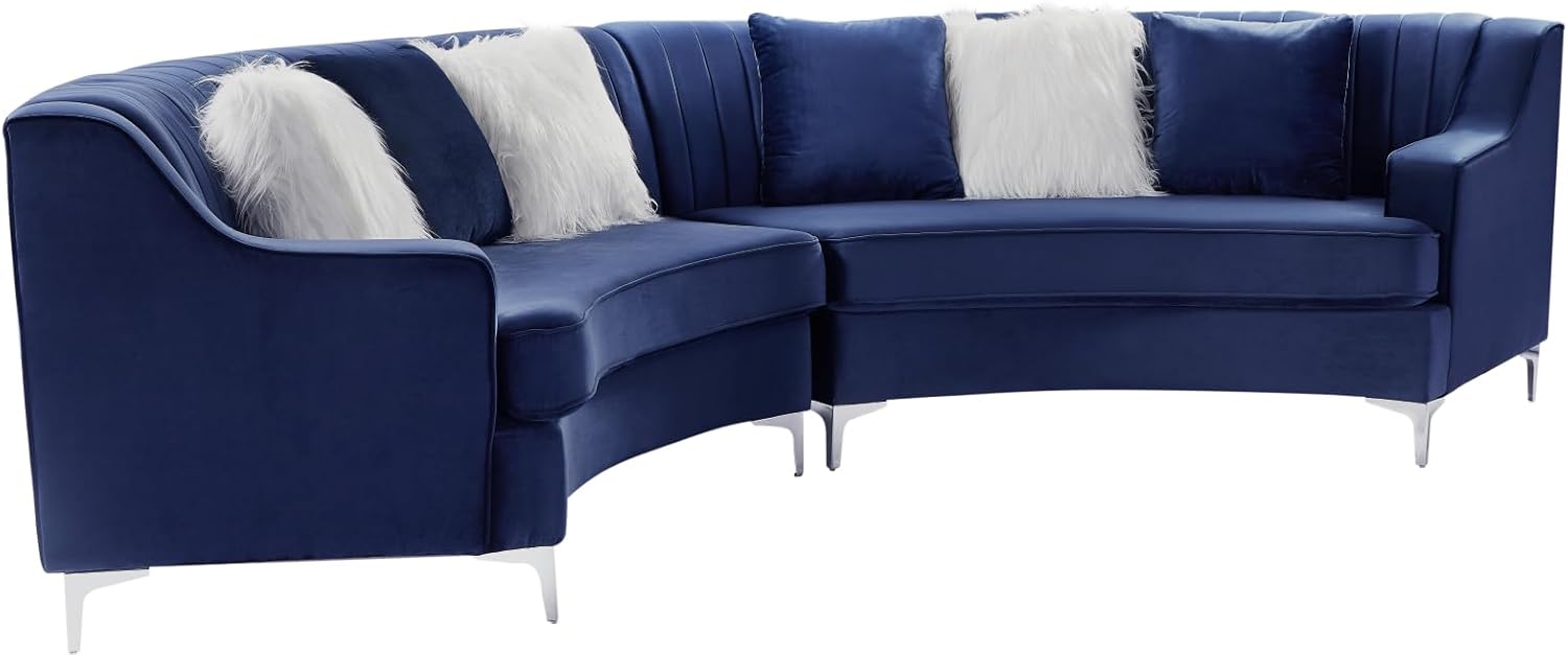 Navy Blue Velvet Curved Sofa