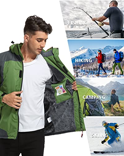 HDL Men's Winter Waterproof Ski Snow Jacket Winter Windproof Rain Jacket