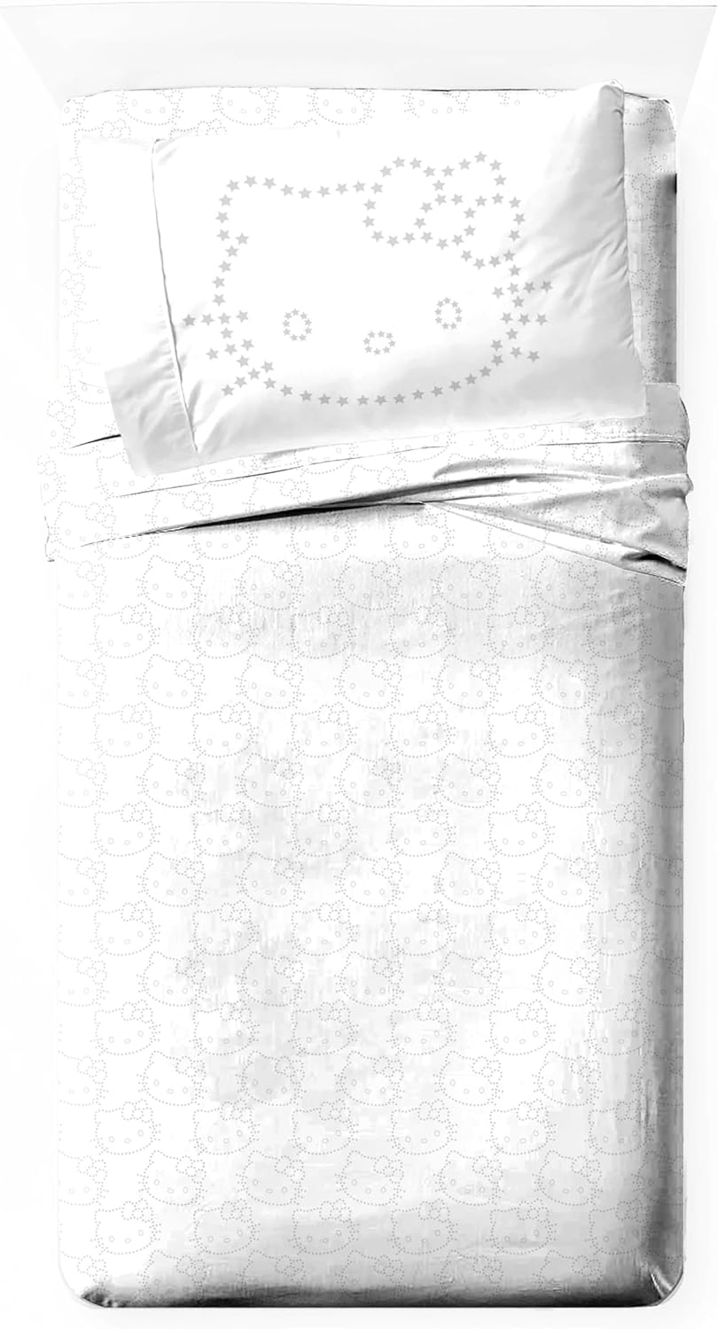 Jay Franco Hello Kitty Zodiac and Stars Twin Size Sheet Set - Super Soft 3 Piece Bedding Set - Microfiber Sheets includes Reversible Pillow Covers