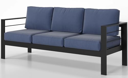 Kiss the Water Outdoor Loveseat, All-Weather Metal Aluminum Outdoor Patio Furniture Sofa with 5