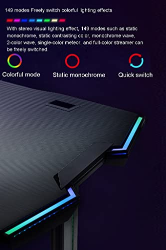 Best Gaming Desk with LED Lights,Gaming PC Desk,Large Gaming desks,PC Laptop Gamer Table Workstation with Cup Holder,Headphone Hook,Black