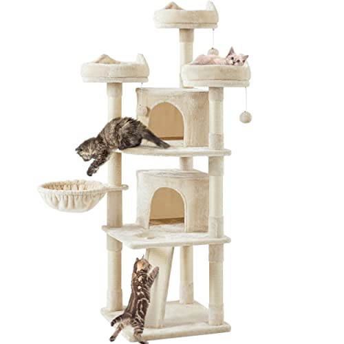Yaheetech Cat Tree Tower, Multi-Layer Plush Condo Furniture with Sisal Scratch Post and 3 Interactive Balls, Play House for Pet Kittens, Black