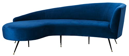 Safavieh Couture Home Evangeline Modern Glam Navy Velvet and Black Parisian Sofa