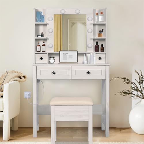 Vanity Desk with Mirror and Lights, 31.4