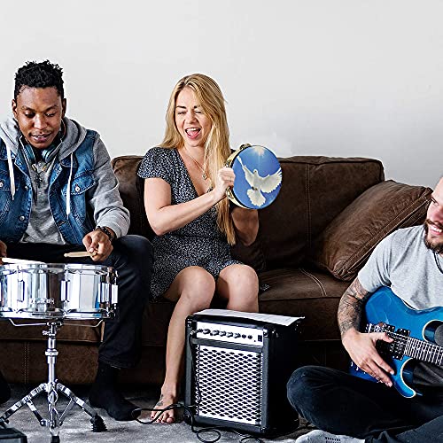 Tambourine Hand Bell Double Row Jingles Music Persuccion Church (8 Inch, Dove)