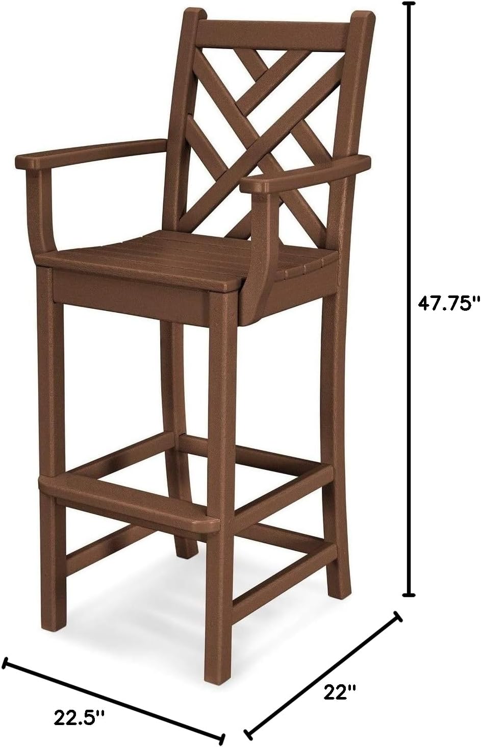 POLYWOOD® Chippendale Bar Chair, Teak