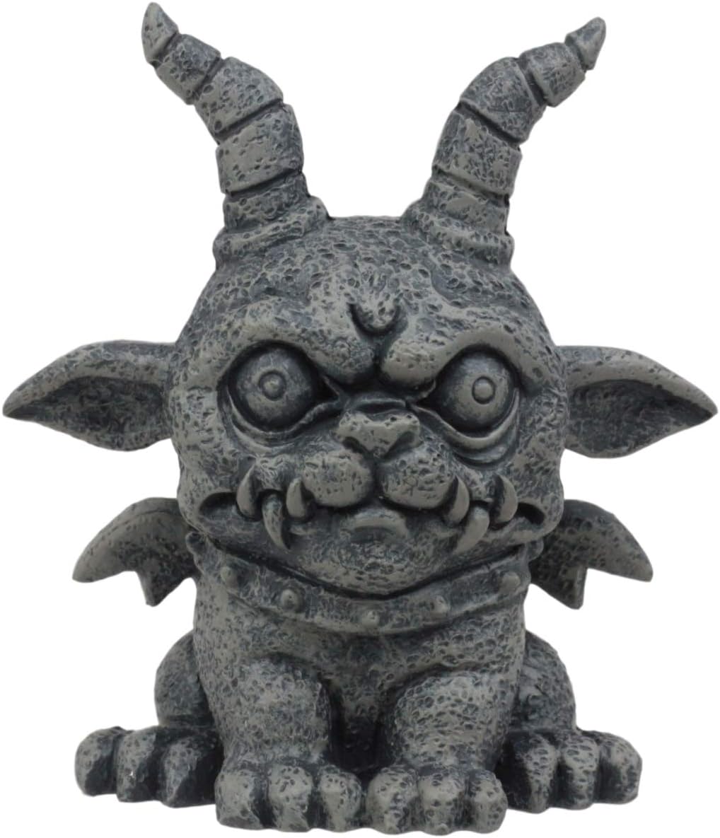 Ebros Gothic Horned Bulldog Gargoyle Agamon Figurine Small Mythical Fantasy Decor Statue 3.75