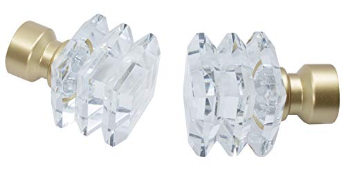 Meriville Lione 1-Inch Diameter Single Window Treatment Curtain Rod, Crystal Finial, 48-inch to 84-inch Adjustable, Satin Nickel