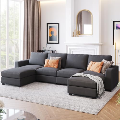 TRIPLE TREE Large U-Shaped Sectional Sofa Couch Sets with Removable Ottomans for Living Room, 131