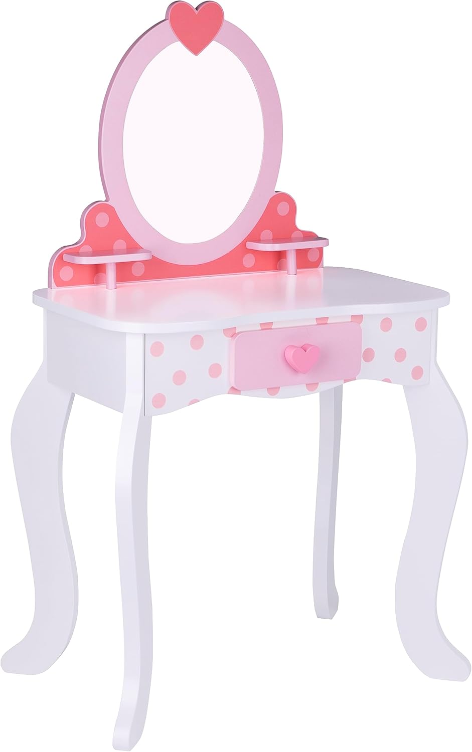 TOOKYLAND Wooden Kids Vanity Set - Makeup Dressing Table with Mirror and Chair, Pretend Play Toy for Toddlers 3 Year Old +