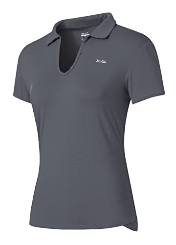 Willit Women's Tennis Shirts Quick Dry Golf Polo Shirts Short Sleeve Active Workout Shirts UPF 50+ Running Tops