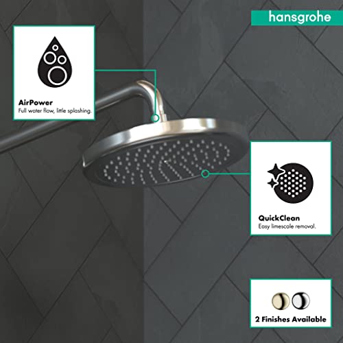 hansgrohe Croma 9-inch Showerhead Premium Modern 1-Spray RainAir Air Infusion with Airpower with QuickClean in Chrome, 26465001