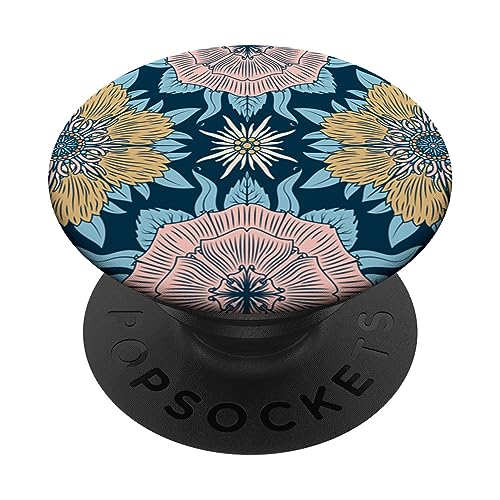 William Morris Inspired Floral Quilt Pattern PopSockets Standard PopGrip