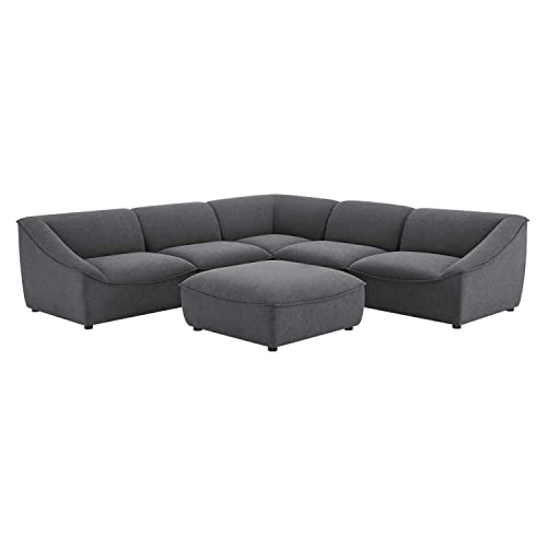 Modway Comprise Fabric Upholstered Sectional Sofa, 8-Piece Set, Light Gray