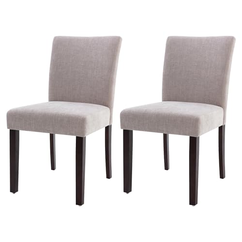 Simple Deluxe Kitchen Room Upholstered Fabric Dining Table Chairs with Wood Legs, 19 Inch, Gray