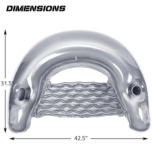 Zcaukya 2 Packs Inflatable Pool Float Chairs, Water Lounge Floaties for Adults with Cup Holder and Backrest, Floating Tube Armchairs for Swimming Pool Summer Parties