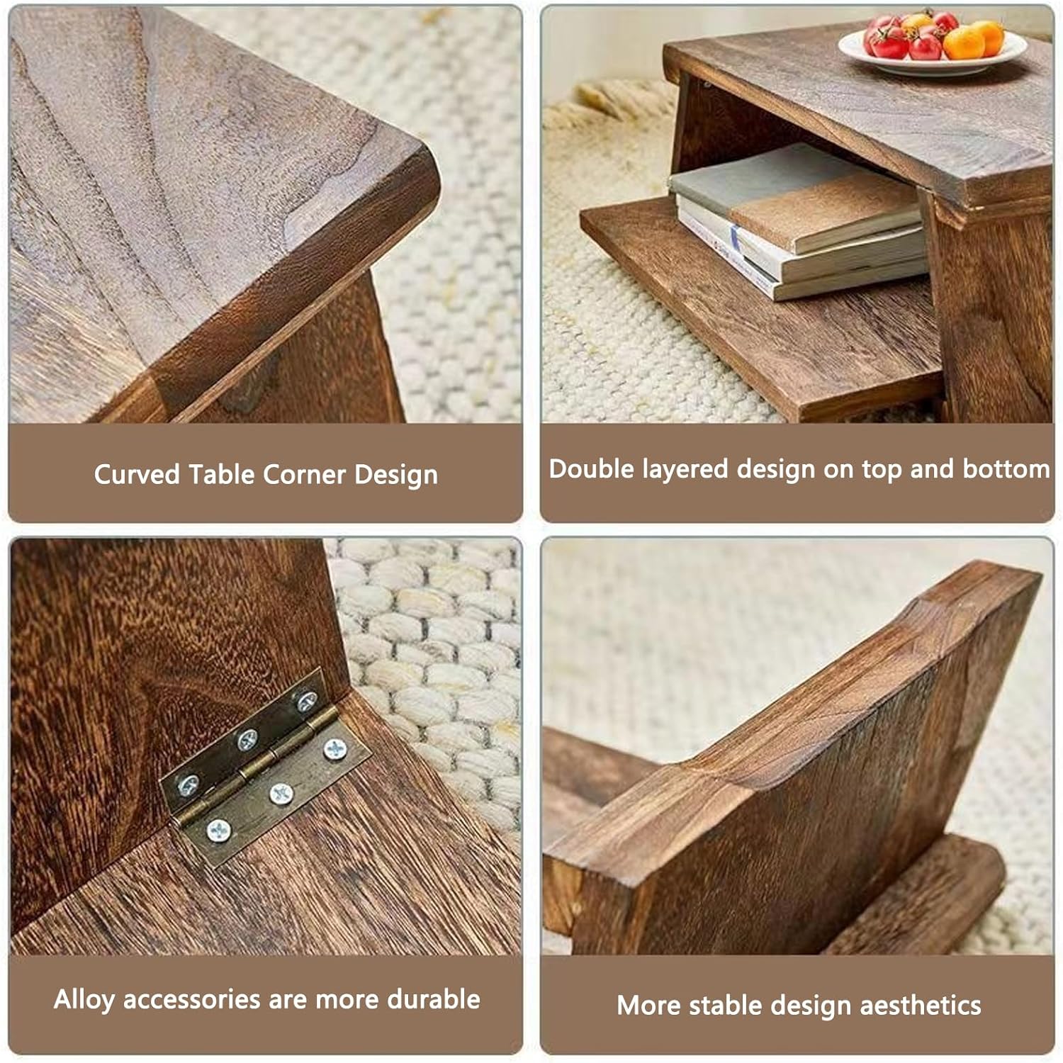 Small Altar Table,Meditation Table,Natural Wood Small Puja Table,Foldable， Used in The Tea Table Japanese,Study Room,Yoga Room.IT is 19.68 Inches Long,11.81 Inches Wide, 7.87 Inches Tal