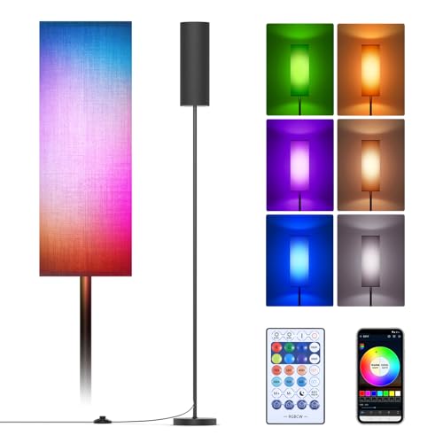 Floor Lamp,4 Color Temperature Modern LED Standing Lamp,Stepless Dimmer Remote Control Floor Lamps for Living Room/Bedroom/Office,3000k-7000k Elegant Tall Lamps with Linen Lamp Shade,Timmer