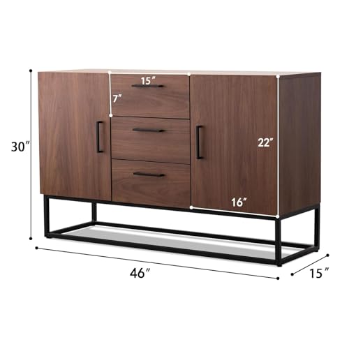 CANMOV Sideboard Storage Cabinet, Modern Coffee Bar Cabinet with Shelves & 2 Doors, Buffet Cabinet with Storage for Kitchen, Dining Room, White