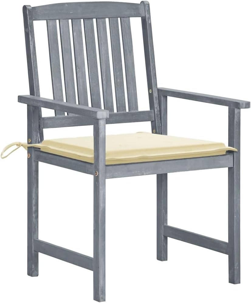 Patio Chairs with Cushions 8 pcs Solid Acacia Wood GrayOutdoor balcony lawn yard high aluminum Patio portable foldingbeach camping dining chairs for adults outside lawn furniture