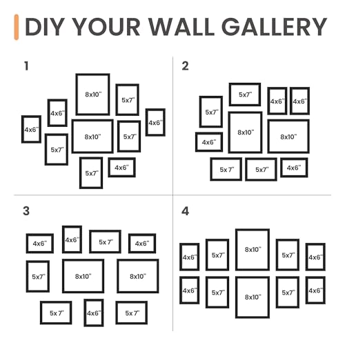 upsimples 10 Pack Picture Frames Collage Wall Decor with Glass, Gallery Wall Frame Set for Wall Mounting or Tabletop Display, Multi Sizes Including 8x10, 5x7, 4x6 Family Photo Frames, White