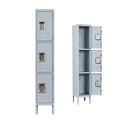 Metal Locker 2 Doors Employees Locker Storage Cabinet Locker School Hospital Gym Locker Requires Assembly (Grey, 2 Doors)