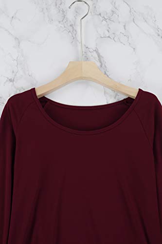 Pink Queen Women's Tunic Tops to Wear with Leggings Long Sleeve Slim Ruched T Shirt Dress