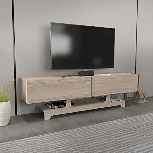 Decorotika Tera Modern Design 63'' TV Stand Entertainment Center Media Console (Walnut)