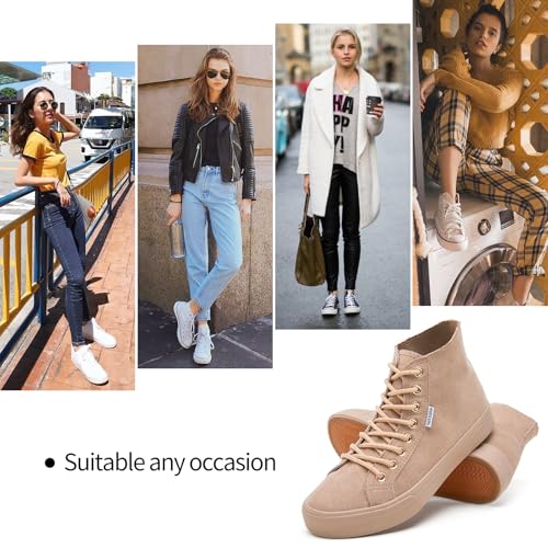 hash bubbie Women's High Top Sneakers Lace up Fashion Sneakers Canvas High Tops Shoes Tennis Shoe