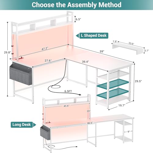Aheaplus L Shaped Gaming Desk, 59