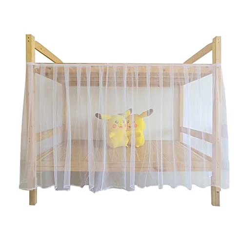Self-Adhesive Mesh Bunk Bed Curtains Netting Canopy for Twin Top Bottom, 1 Piece for Full Coverage, 3.9ft Pleated