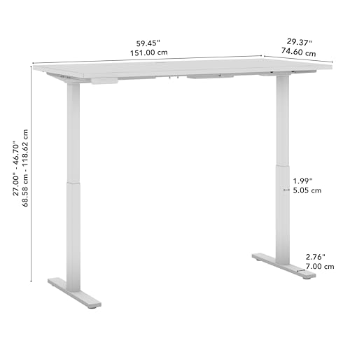 Bush Business Furniture M6S6030MHSK Move 60 27-Inch -48-Inch Adjustable Desk, Modern Hickory/Cool Gray Metallic