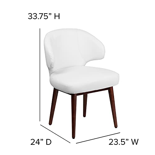 EMMA + OLIVER Brown LeatherSoft Side Reception Chair with Walnut Legs