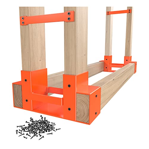 Mr IRONSTONE Firewood Rack Outdoor Indoor, Firewood Rack Brackets Kit Adjustable to Any Length, Heavy Duty Fire Wood Storage Racks with 34 Accessories, Fireplace Wood Holder For Patio Deck