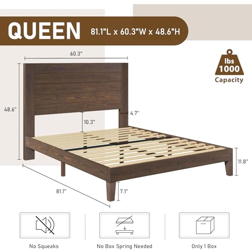 King Size Solid Wood Bed Frame with 48.6
