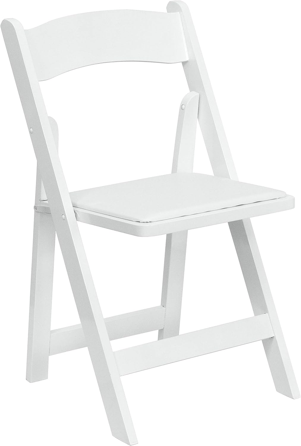 BizChair 4 Pack White Wood Folding Chair with Detachable Vinyl Padded Seat